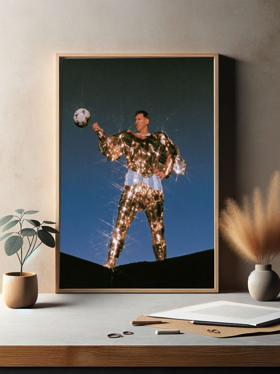 Sparkling Football Portrait Print. — room view 2