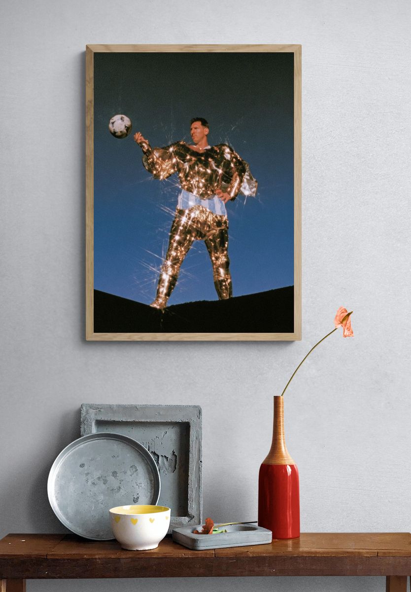 Sparkling Football Portrait Print. — room view 3