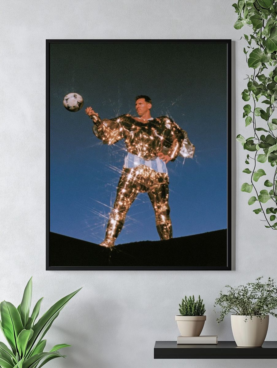 Sparkling Football Portrait Print. — room view 4