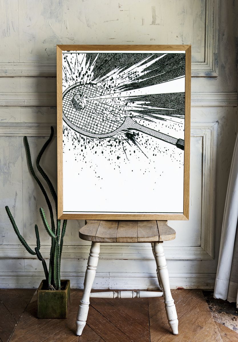 Tennis Racket Impact Illustration Poster. — room view 1