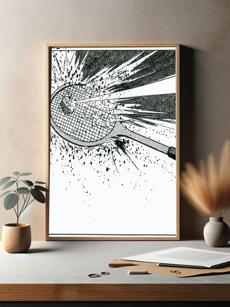 Tennis Racket Impact Illustration Poster. — room view 2