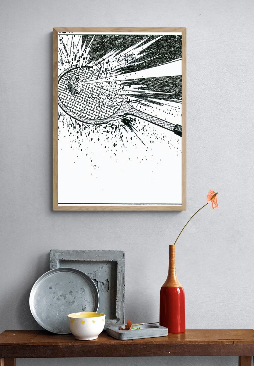 Tennis Racket Impact Illustration Poster. — room view 3