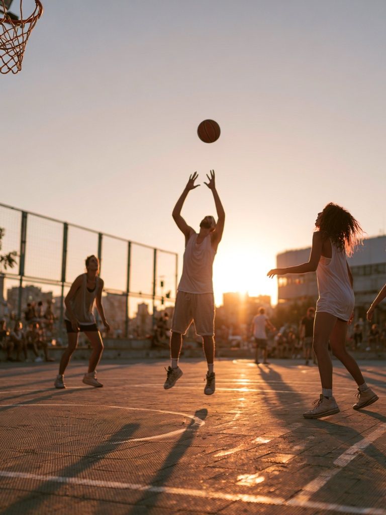 Sunset Street Basketball Photography Poster. poster detail