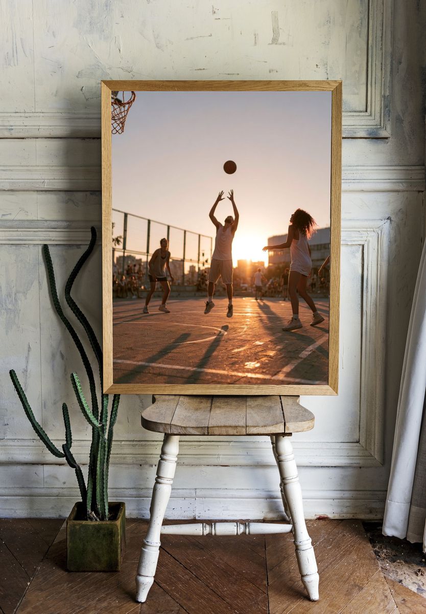 Sunset Street Basketball Photography Poster. — room view 1