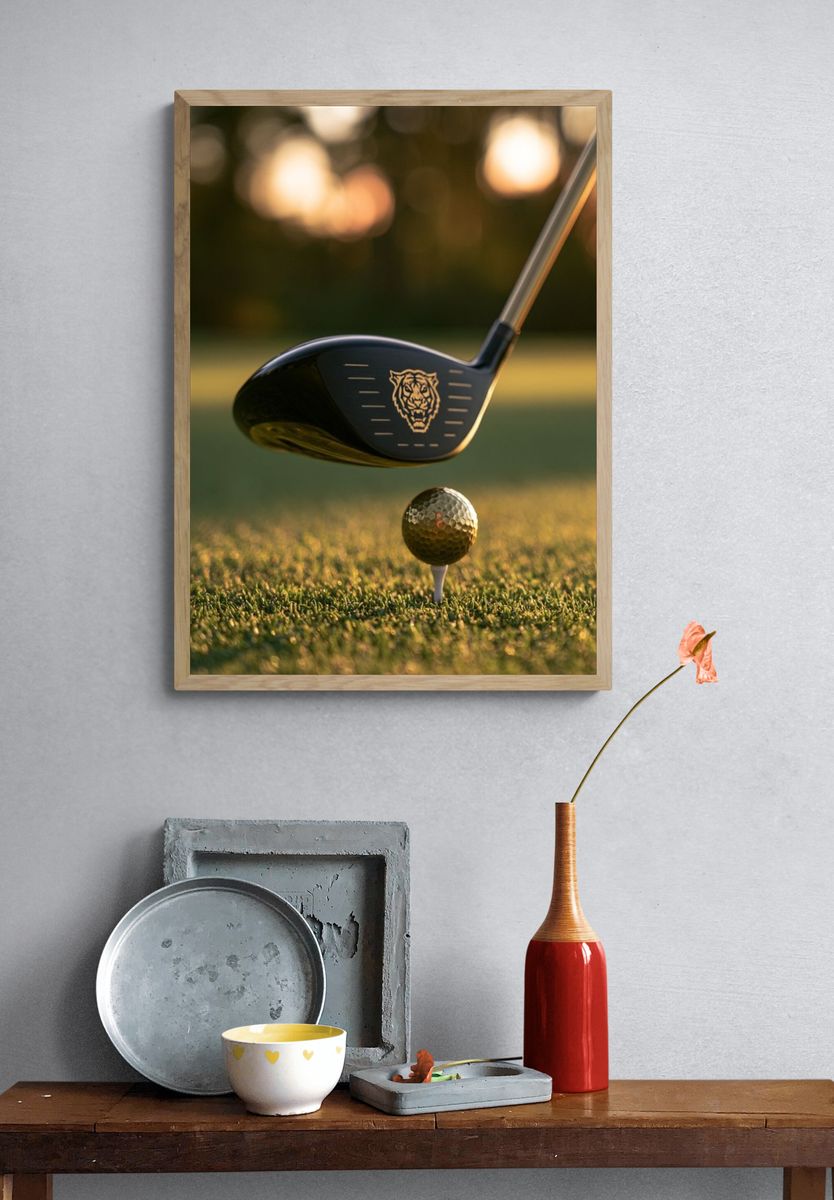 Tiger Golf Club Swing Poster. — room view 3