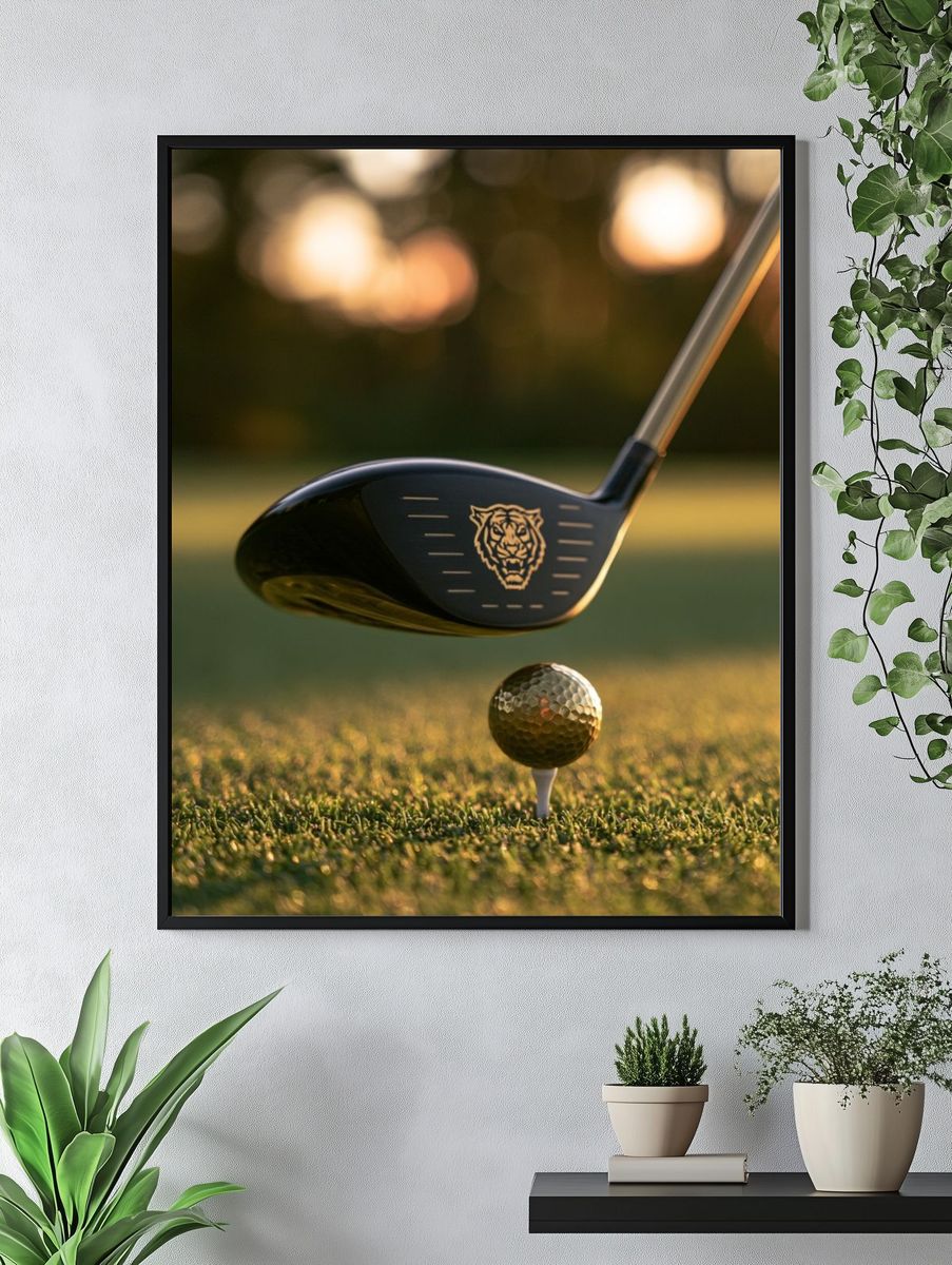 Tiger Golf Club Swing Poster. — room view 4