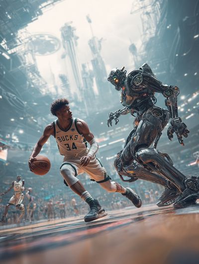 Cyber Basketball Action Poster. poster