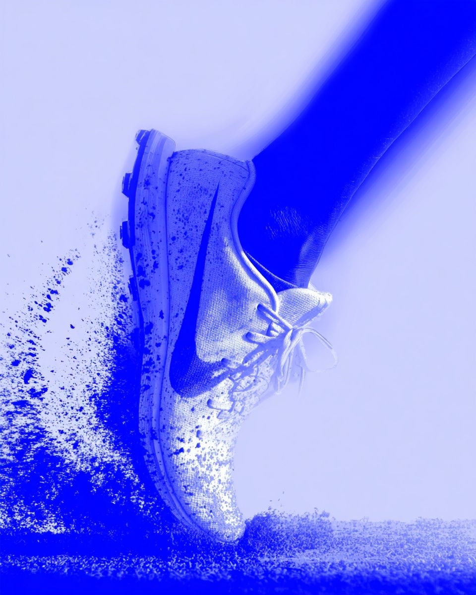 Blue Running Shoe Motion Poster. poster — sport art