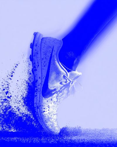 Blue Running Shoe Motion Poster. poster