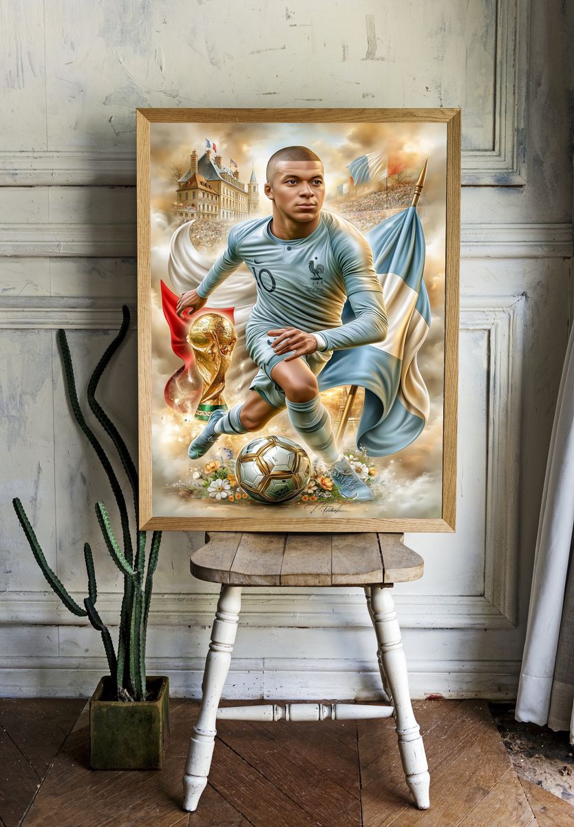 Kylian Mbappé France Football Poster. — room view 1