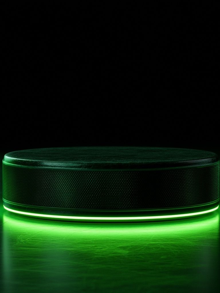Neon Green Hockey Puck Poster. poster — sport art