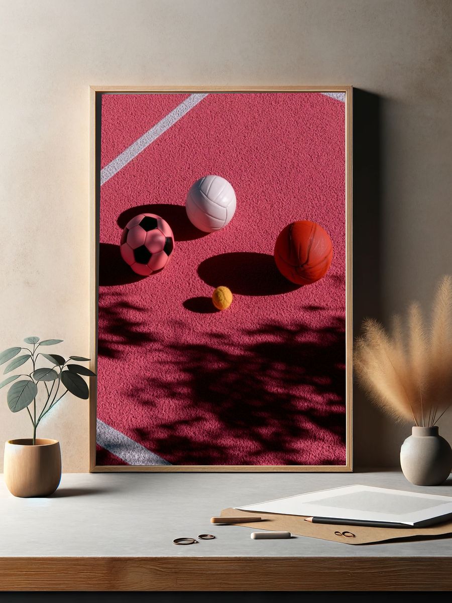 Pink Sports Balls Photography Poster. — room view 2