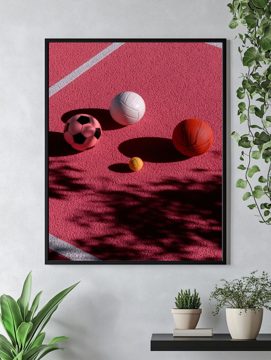 Pink Sports Balls Photography Poster. — room view 4
