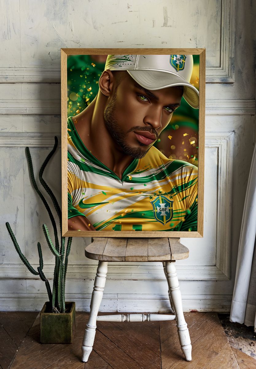 Brazil Fan Portrait Poster. — room view 1