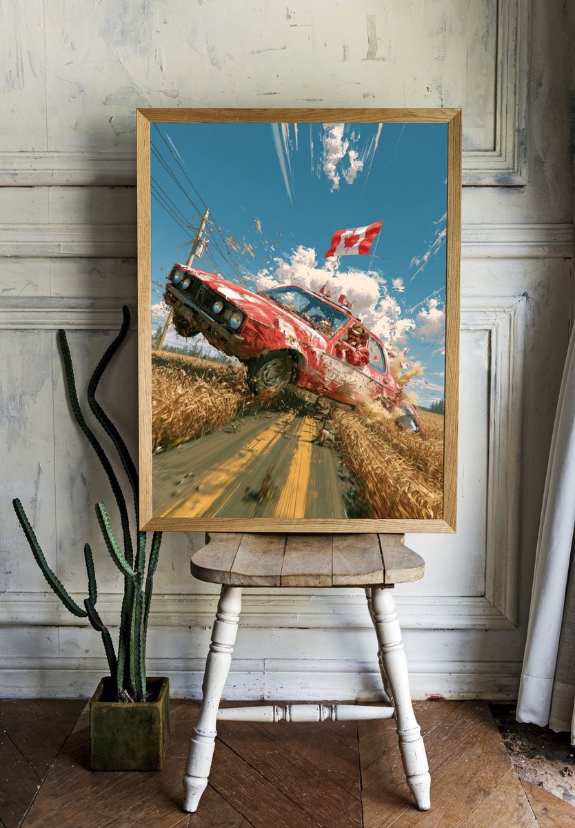 Canadian Rally Car Action Poster. — room view 1