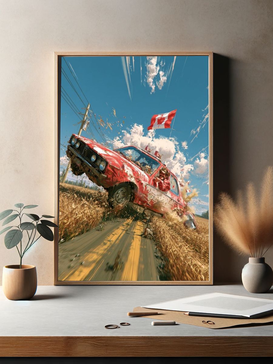 Canadian Rally Car Action Poster. — room view 2
