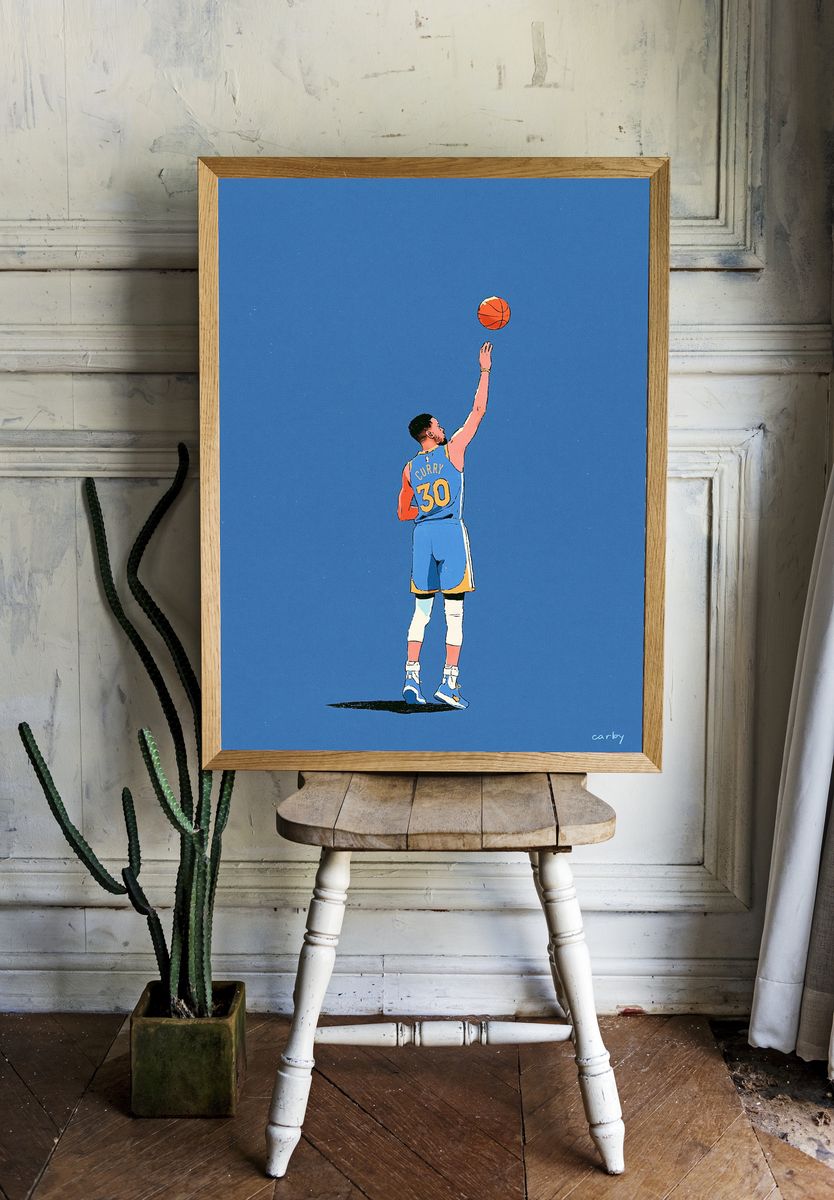 Stephen Curry Basketball Illustration Poster. — room view 1