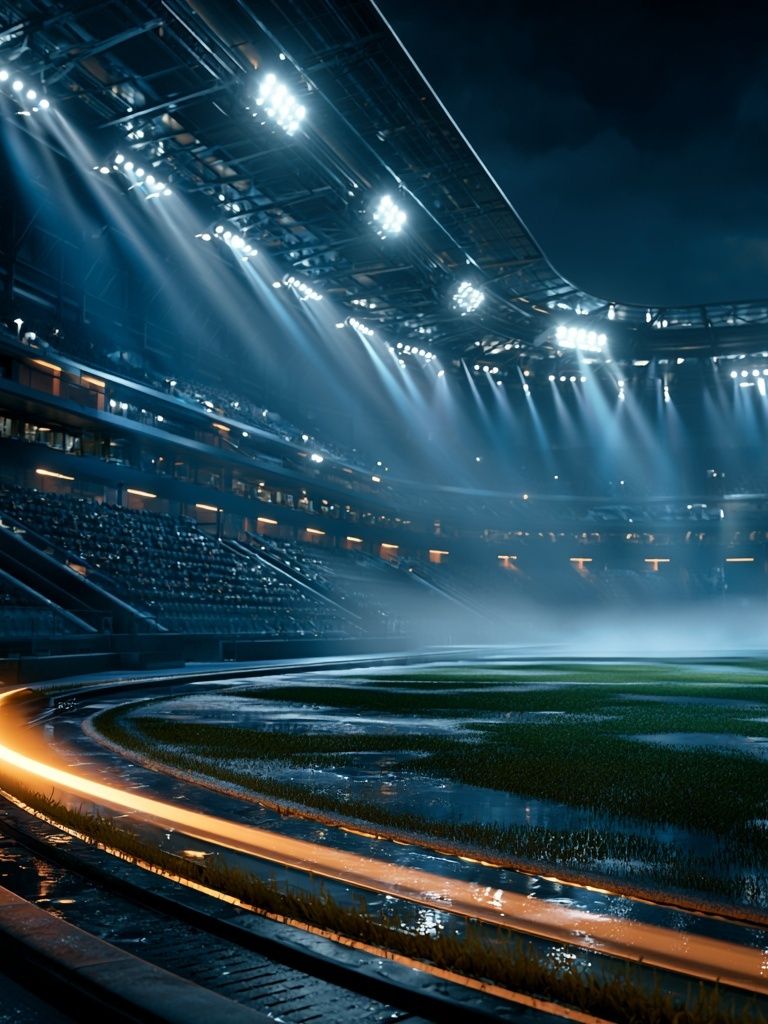 Floodlit Stadium Nightscape Poster. poster — sport art
