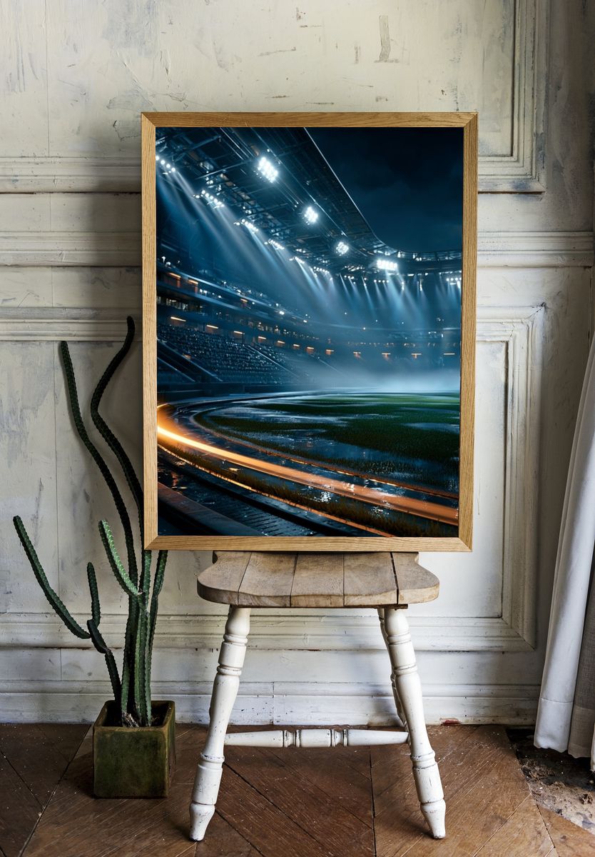 Floodlit Stadium Nightscape Poster. — room view 1
