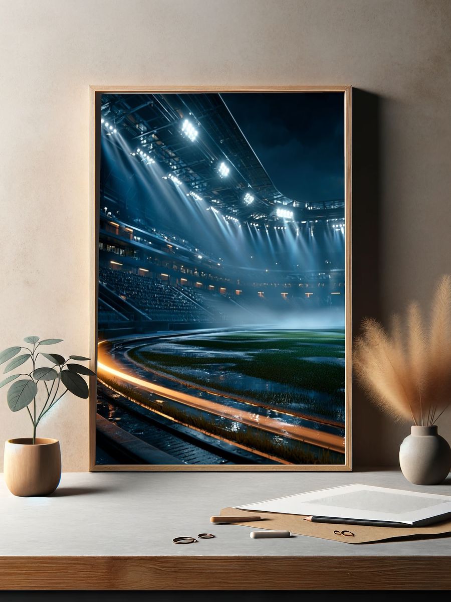 Floodlit Stadium Nightscape Poster. — room view 2