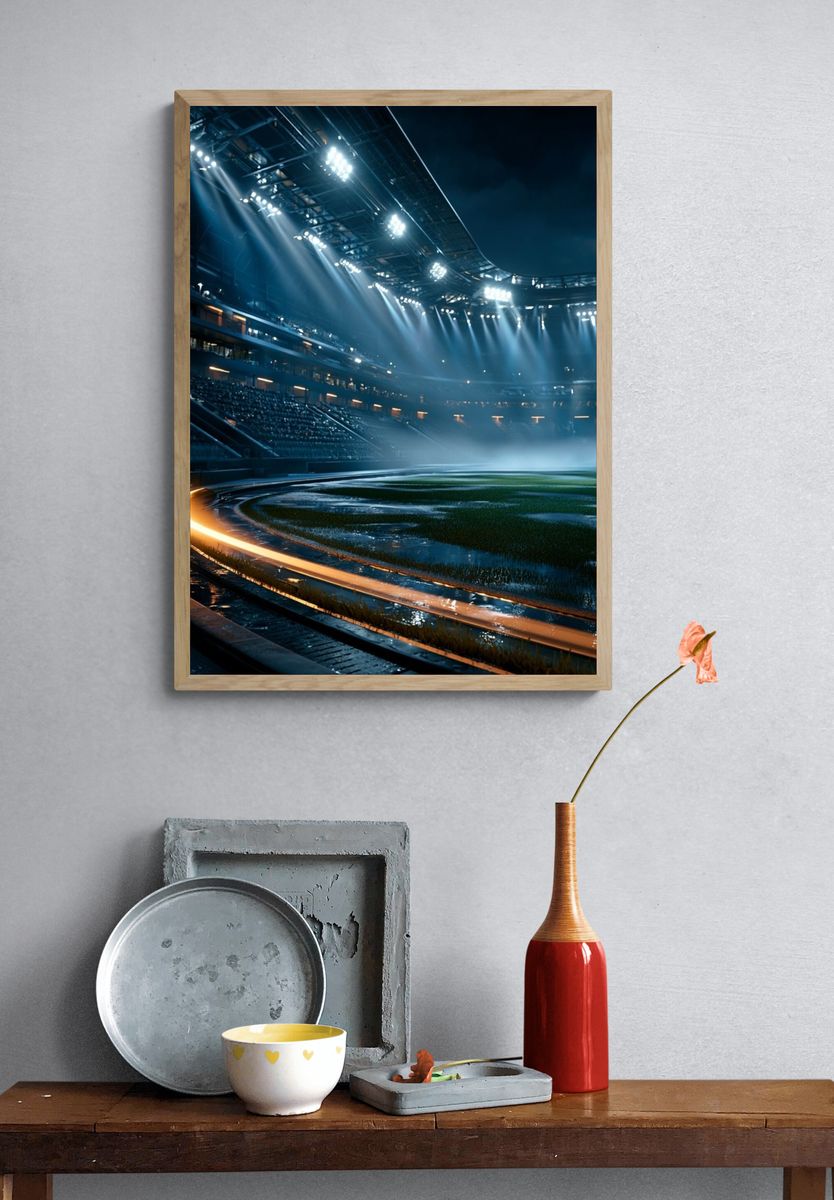 Floodlit Stadium Nightscape Poster. — room view 3