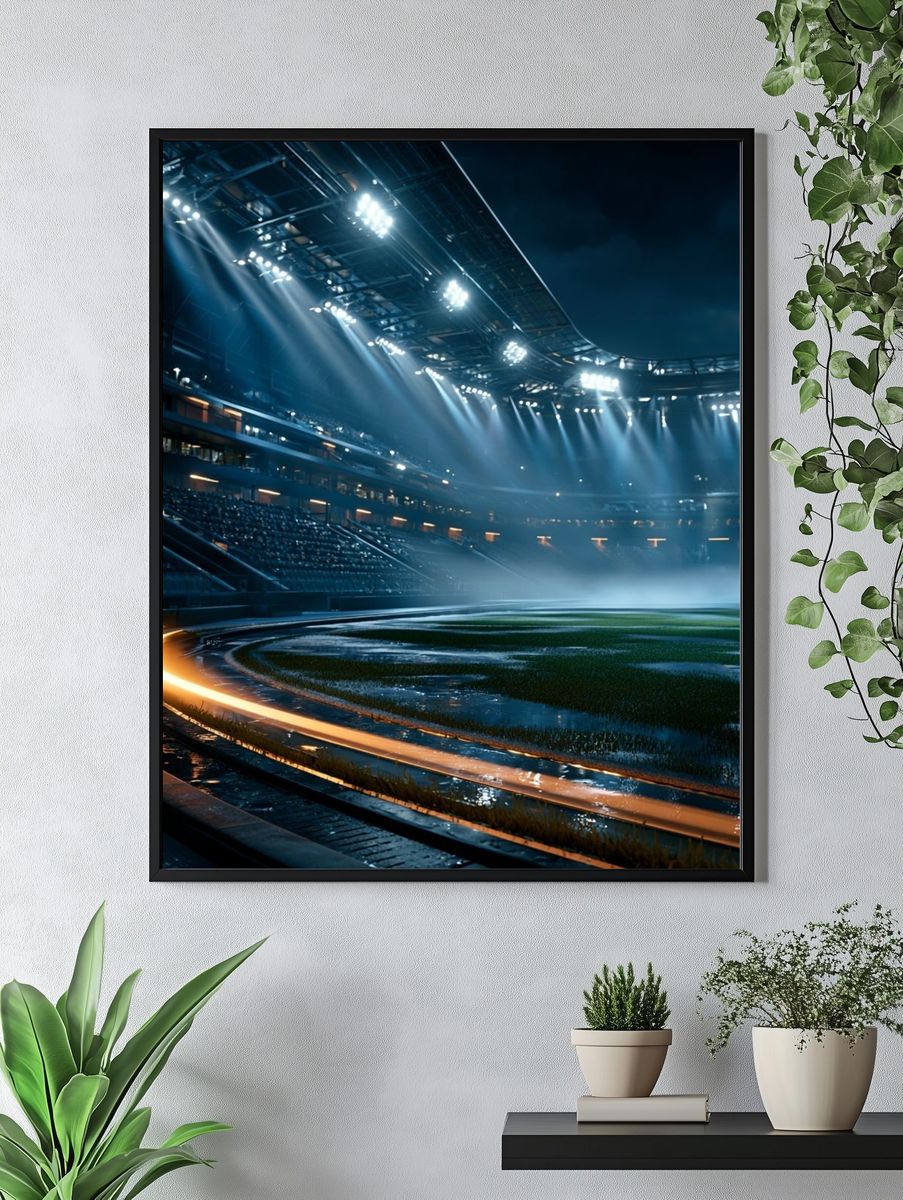 Floodlit Stadium Nightscape Poster. — room view 4
