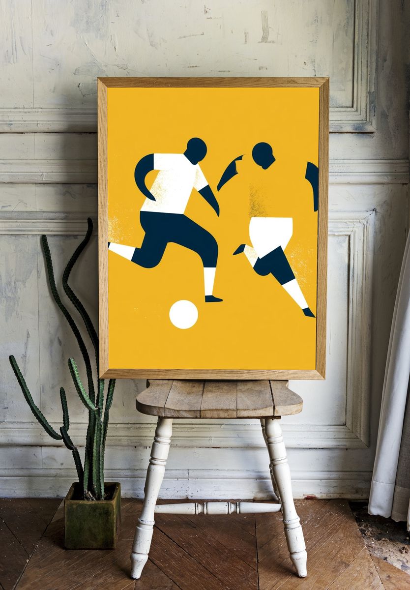 Soccer Players Mid-Century Modern Poster. — room view 1