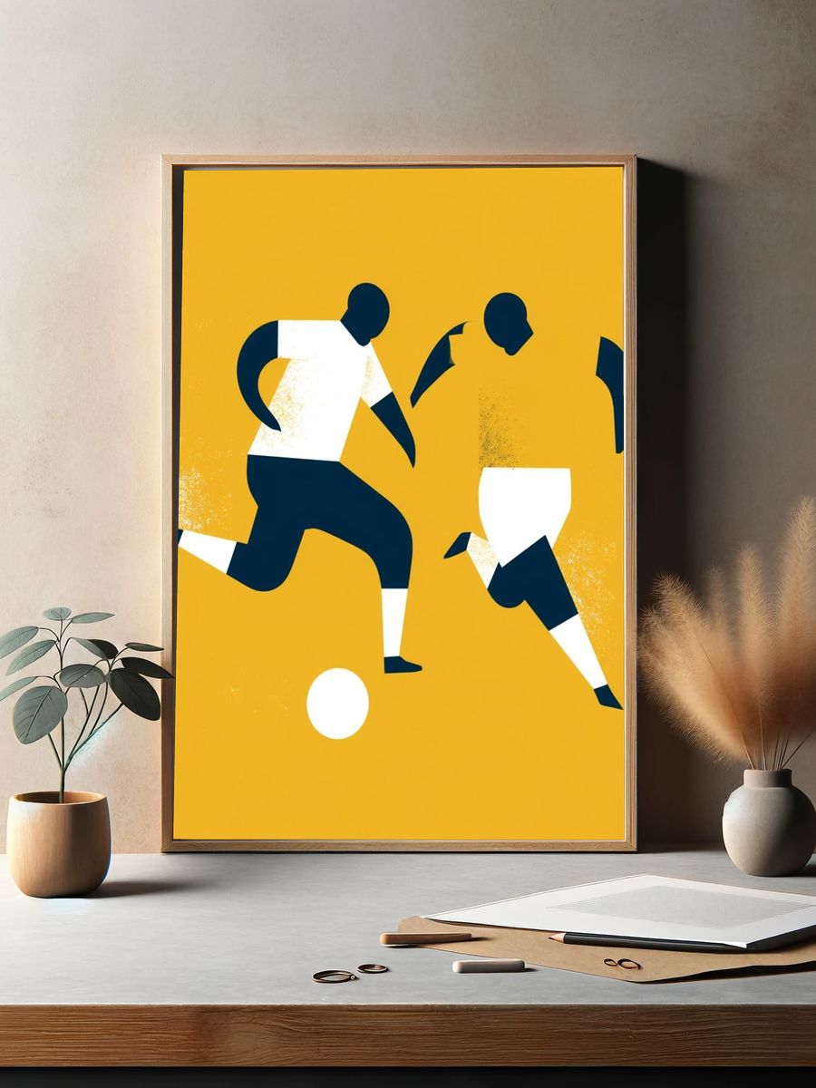 Soccer Players Mid-Century Modern Poster. — room view 2