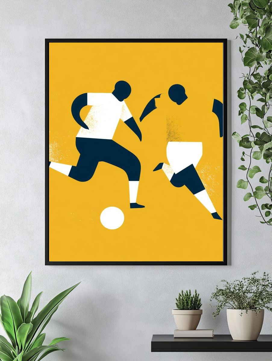 Soccer Players Mid-Century Modern Poster. — room view 4
