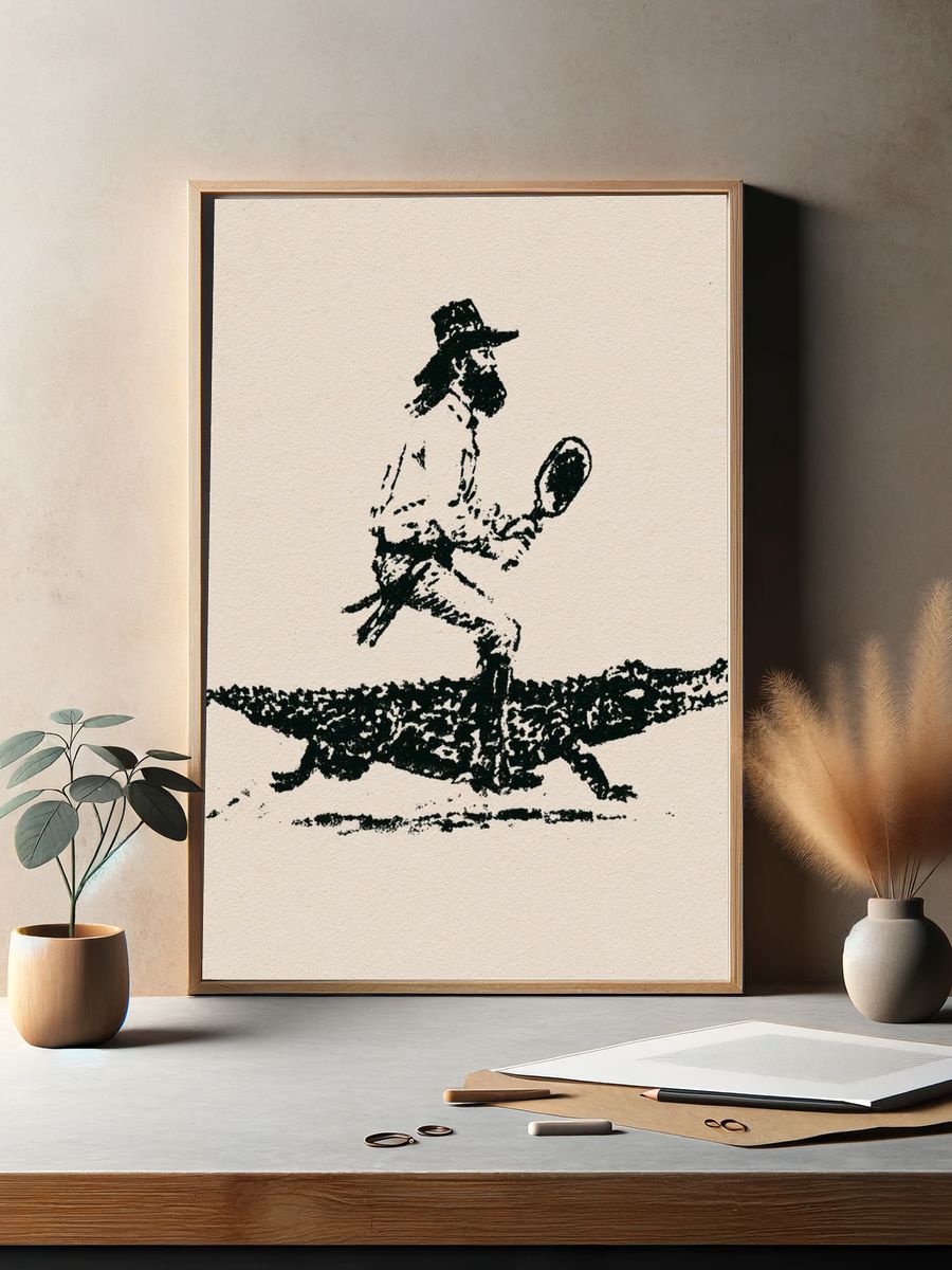 Tennis Player Ink Sketch Poster. — room view 2