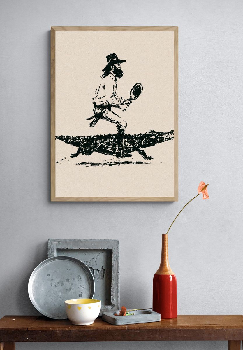 Tennis Player Ink Sketch Poster. — room view 3