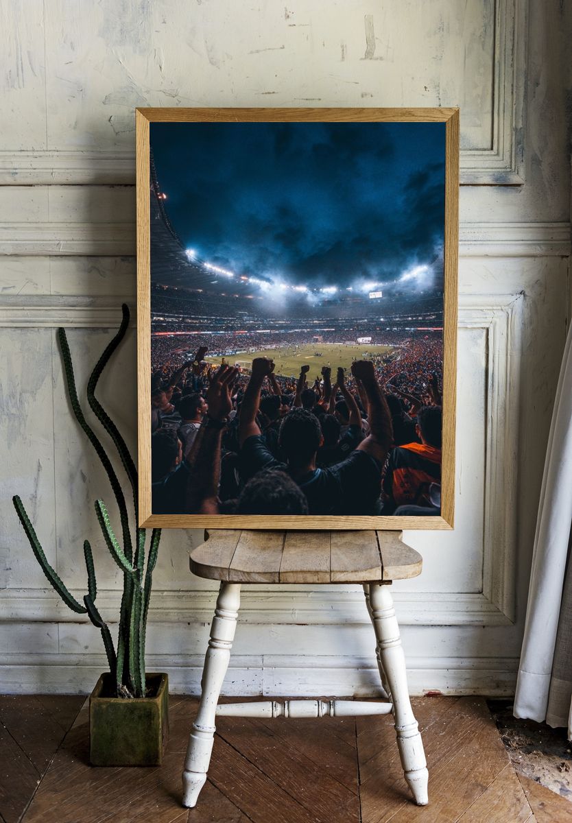 Night Stadium Crowd Photography Poster. — room view 1