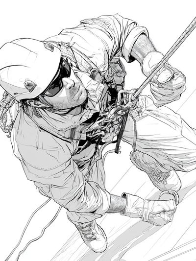 Rock Climber Line Art Poster. poster