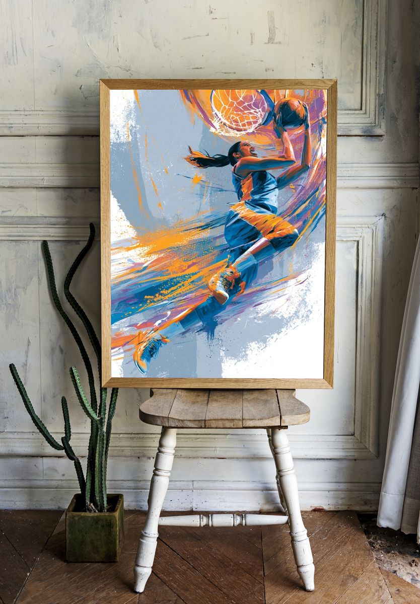 Basketball Slam Illustration Poster. room preview