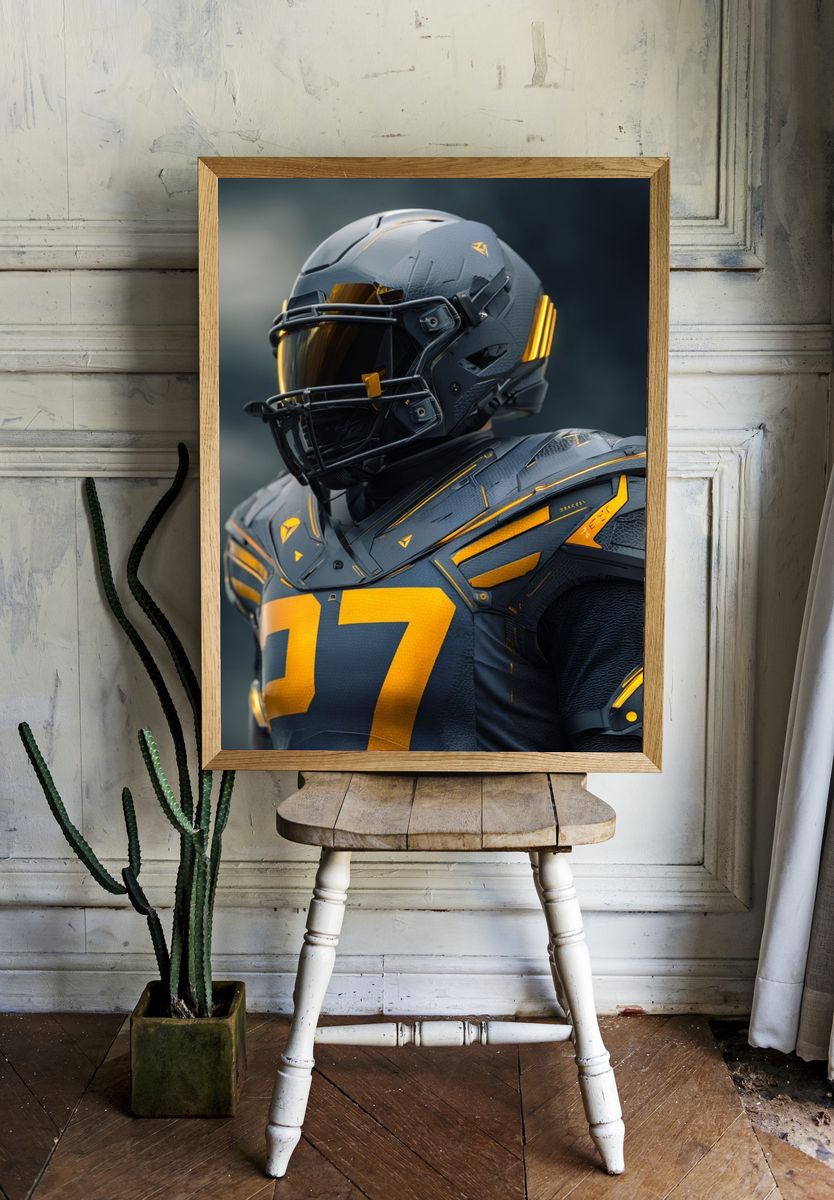 Futuristic Football Player Poster. — room view 1