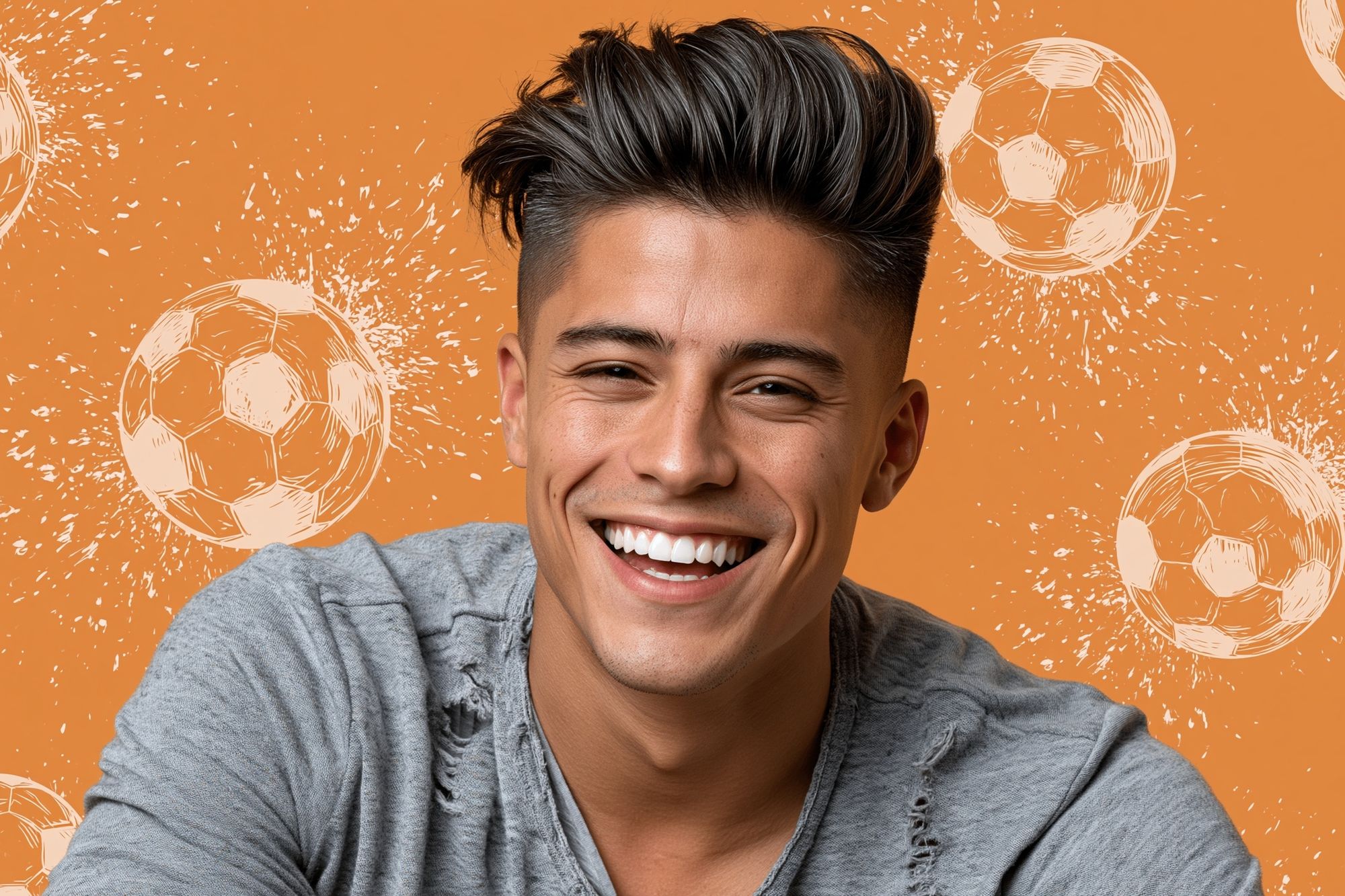 Smiling Soccer Portrait Poster. poster detail