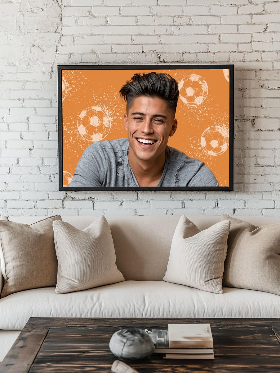 Smiling Soccer Portrait Poster. room preview