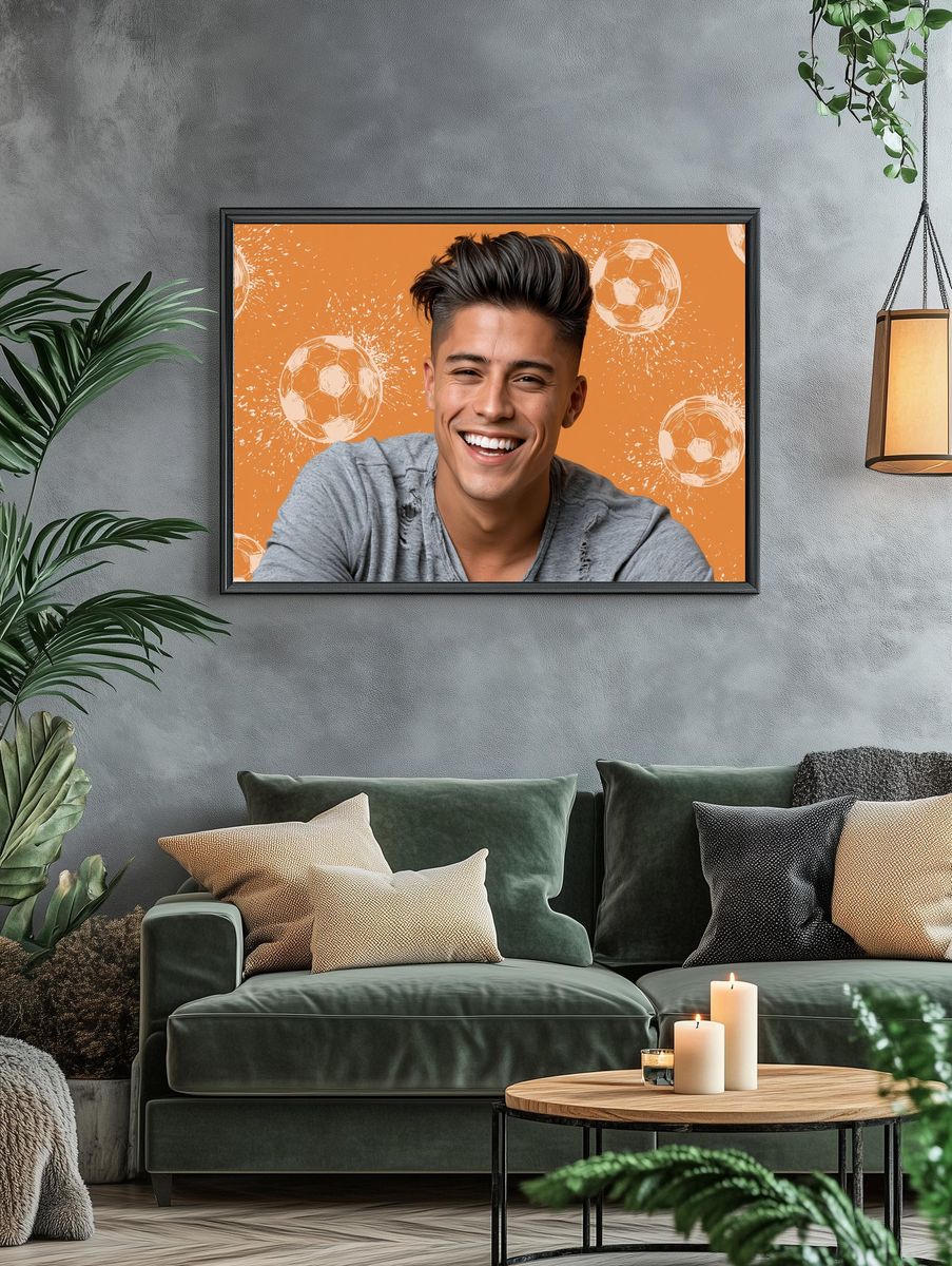 Smiling Soccer Portrait Poster. — room view 4