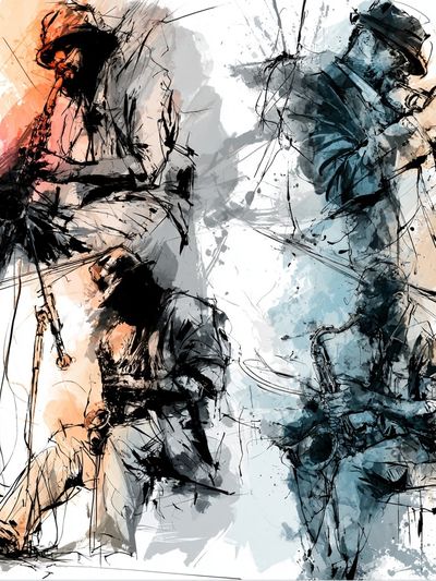 Abstract Hockey Players Print. poster