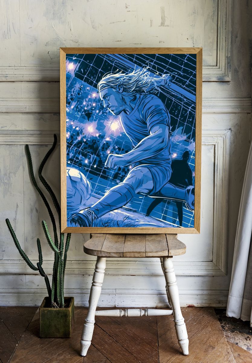 Soccer Striker Action Illustration Poster. — room view 1