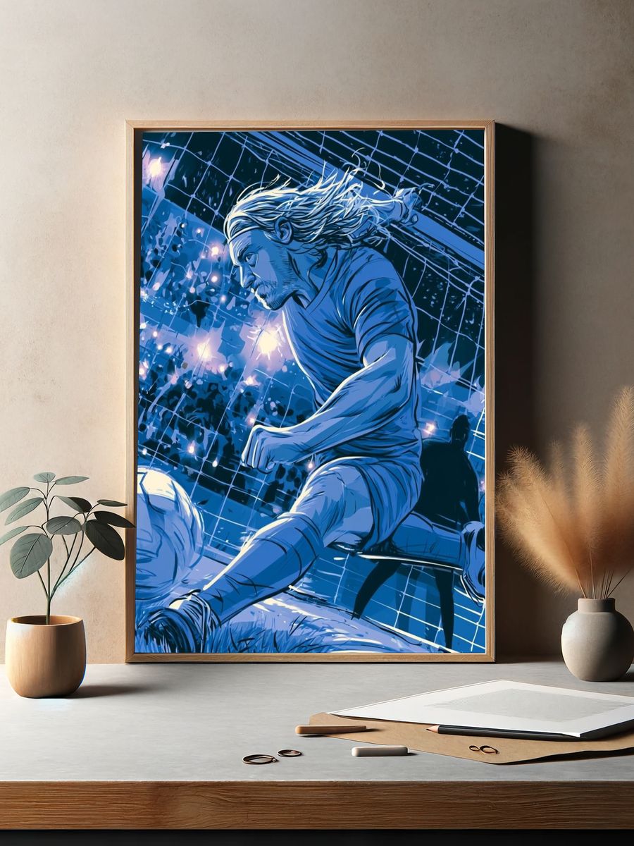 Soccer Striker Action Illustration Poster. — room view 2