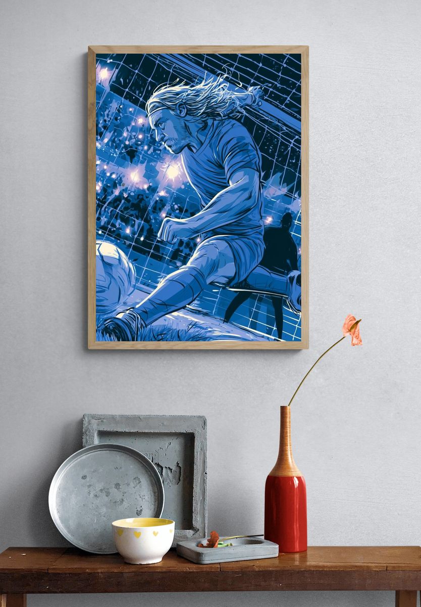 Soccer Striker Action Illustration Poster. — room view 3