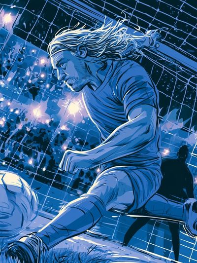 Soccer Striker Action Illustration Poster. poster