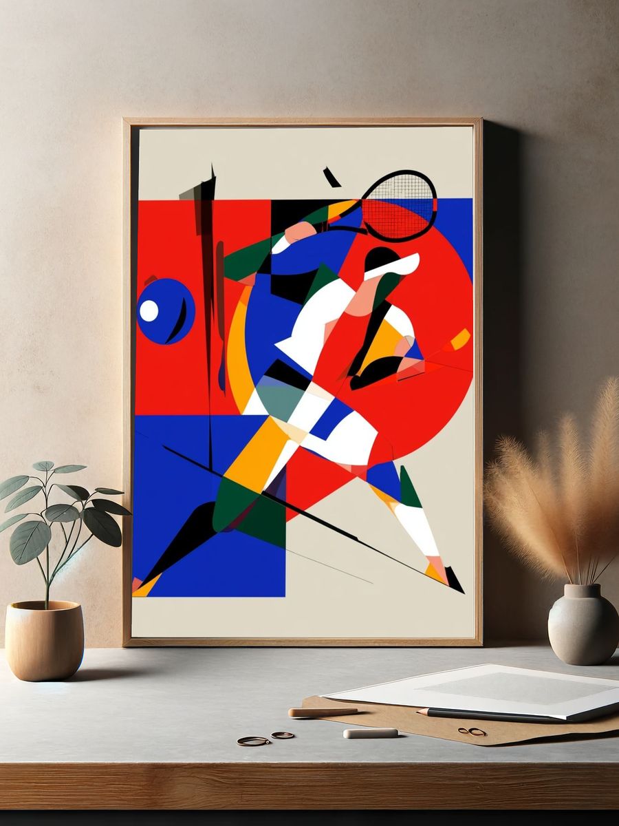 Abstract Tennis Player Poster. — room view 2