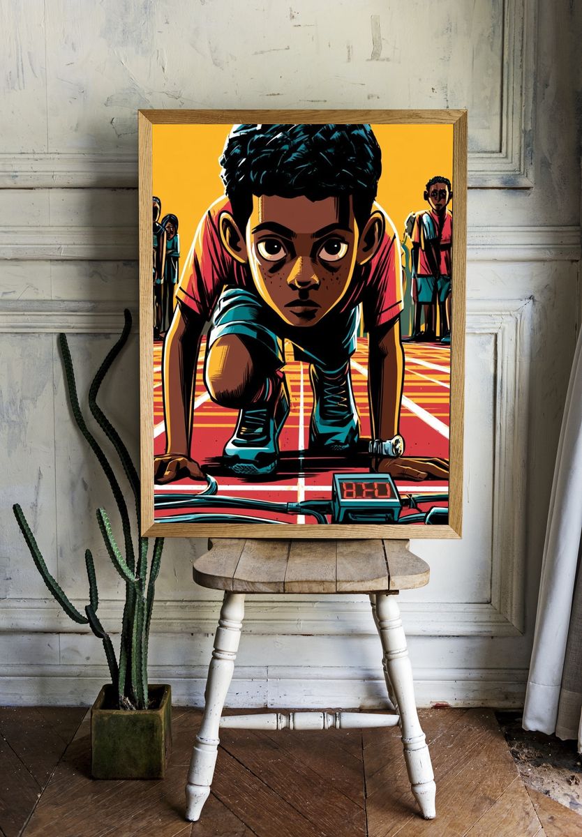 Sprinter Start Line Illustration Poster. — room view 1