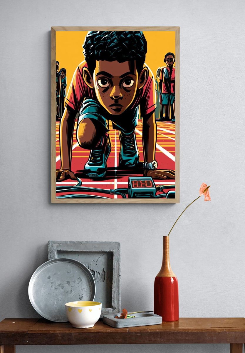 Sprinter Start Line Illustration Poster. — room view 3