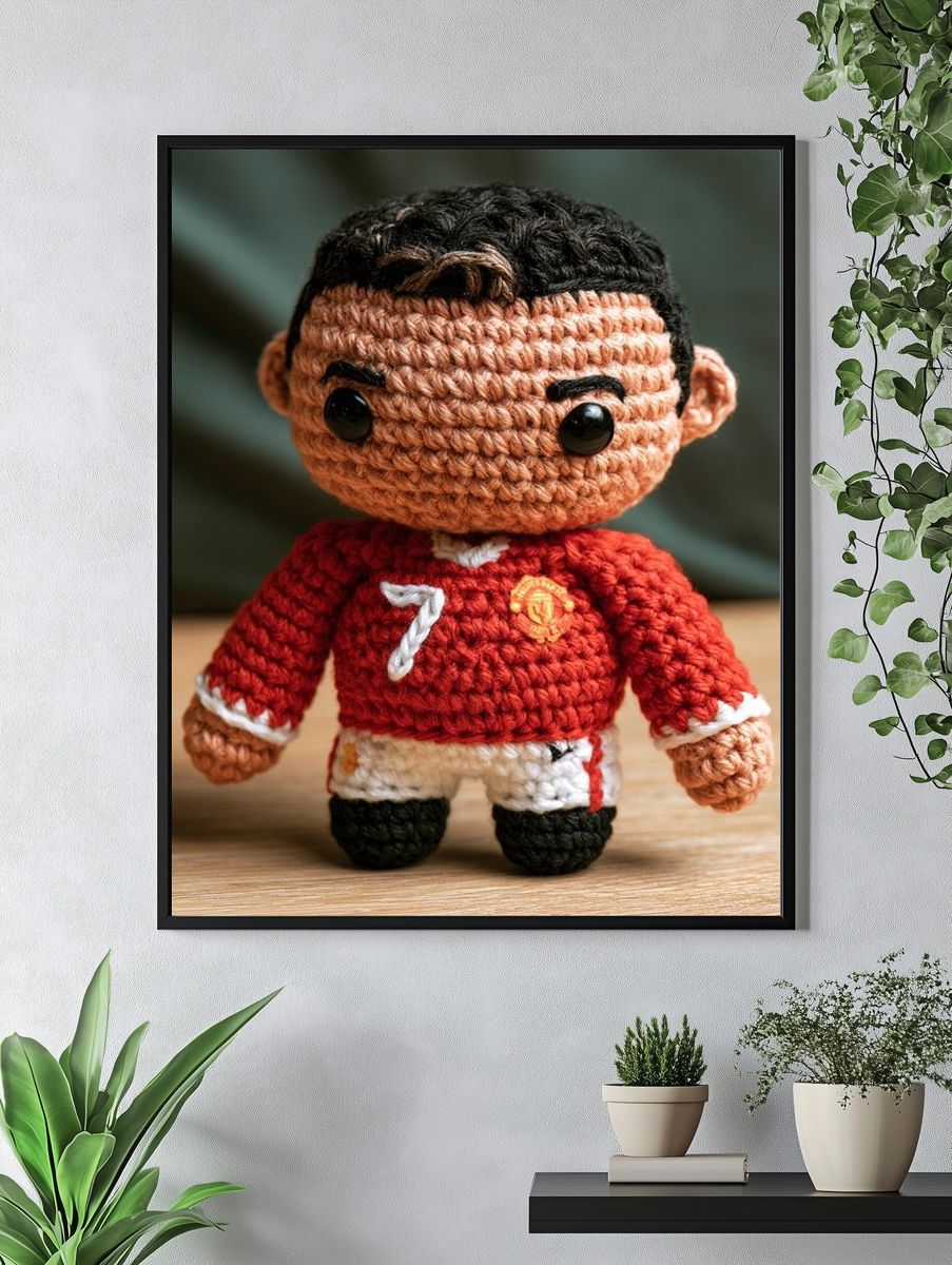 Crocheted Football Doll Photography Poster. — room view 4
