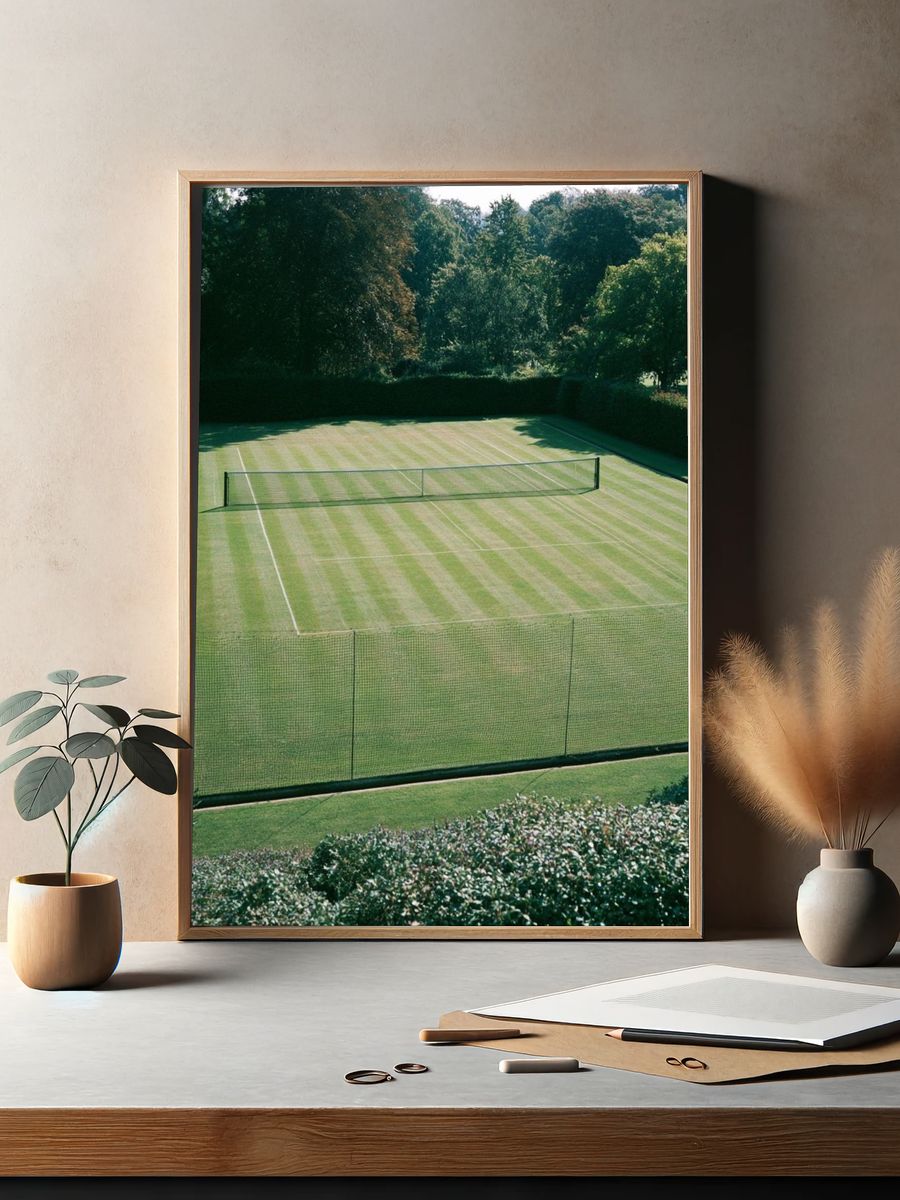 Tennis Court Landscape Photography Poster. — room view 2