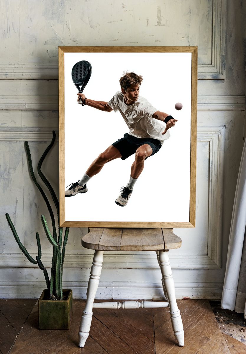 Padel Player Action Poster. room preview