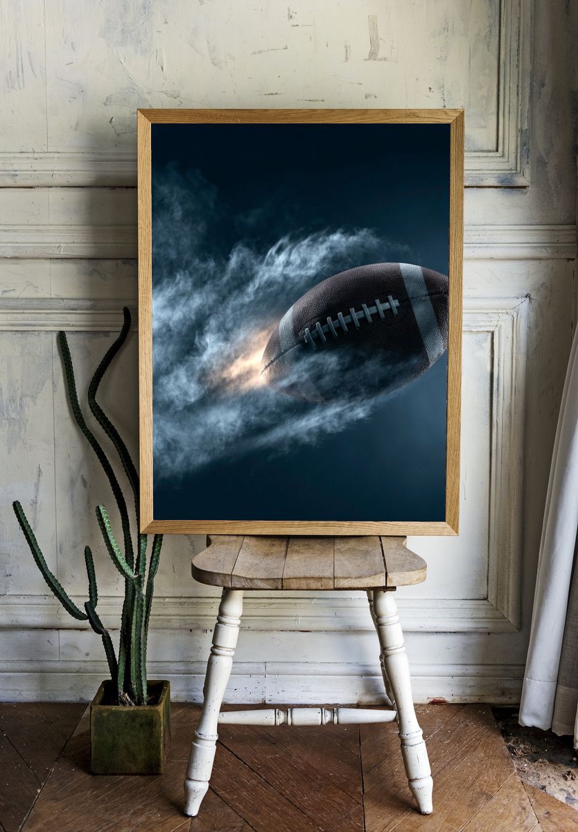 Football in Motion Photography Poster. — room view 1